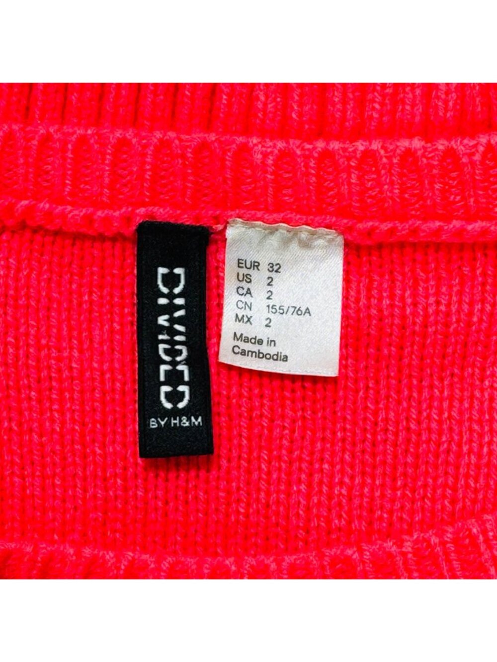 Divided by H&M Women’s Cable Knit Pullover Cropped Vibrant Pink Sweater Size S - Picture 4 of 6